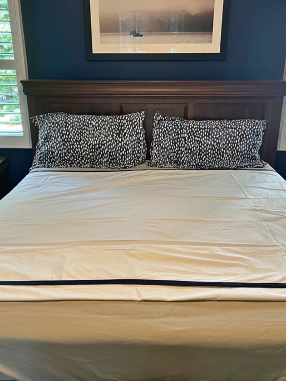 Suzanne Kasler Positano White with Indigo Band KING Duvet Cover 3PCS Set